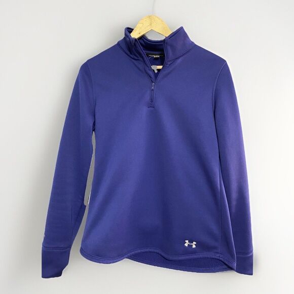 Womens Under Armour 1/4 Zip Sweatshirt pullover Thumb Holes Storm Tech Small - Picture 1 of 5